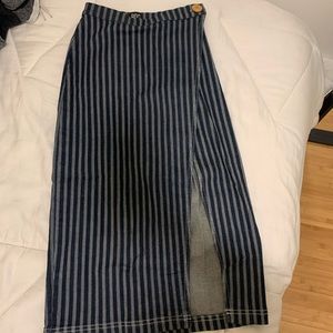 Urban Outfitters BDG Striped Denim Wrap Midi Skirt